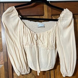 Urban Outfitters Cream Puff Sleeve Top